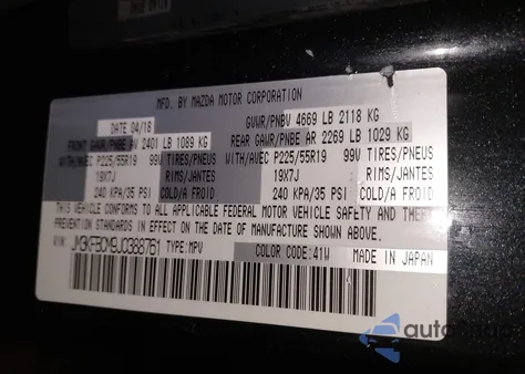 2018 Mazda Cx-5 Touring z USA, uszkodzony, nr VIN JM3KFBCM9J0388761